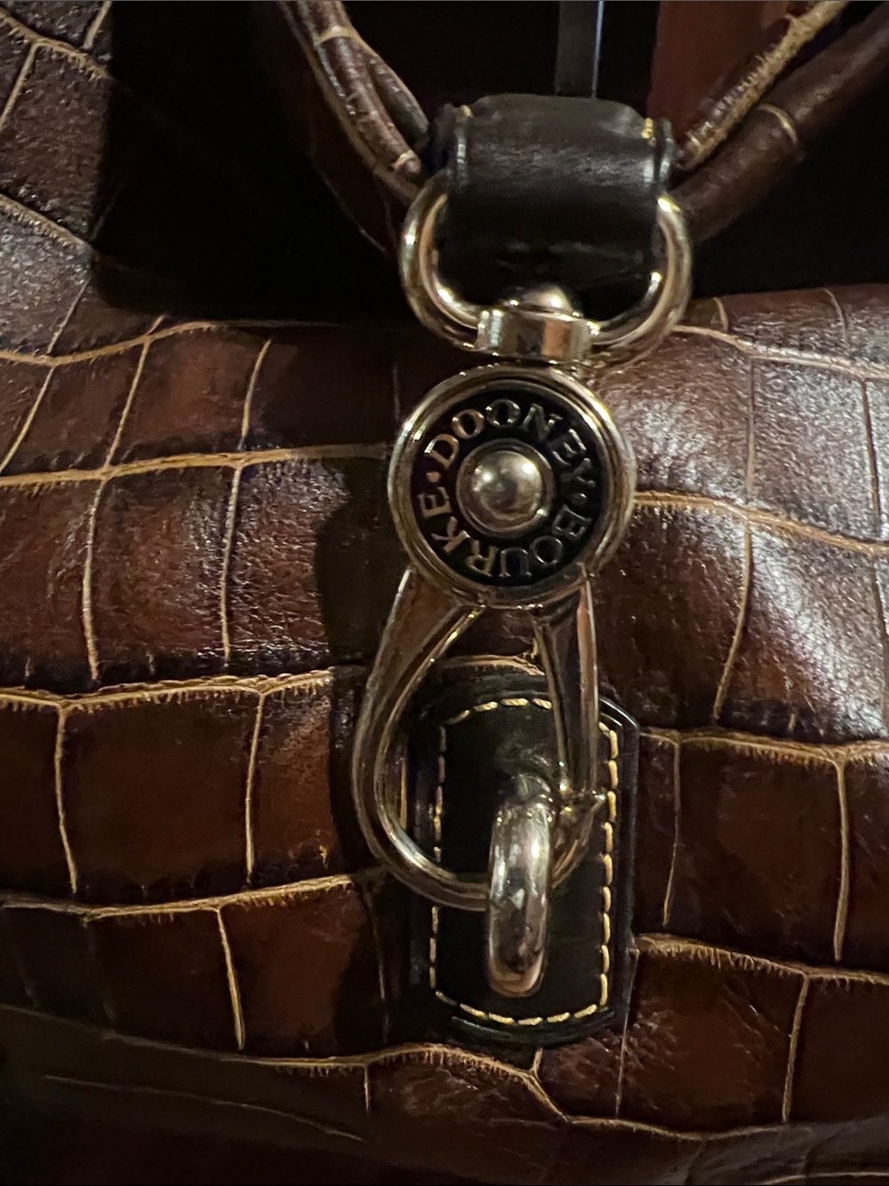 Dooney brown Croc-Embossed Leather Shoulder Bag - Picture 2 of 10